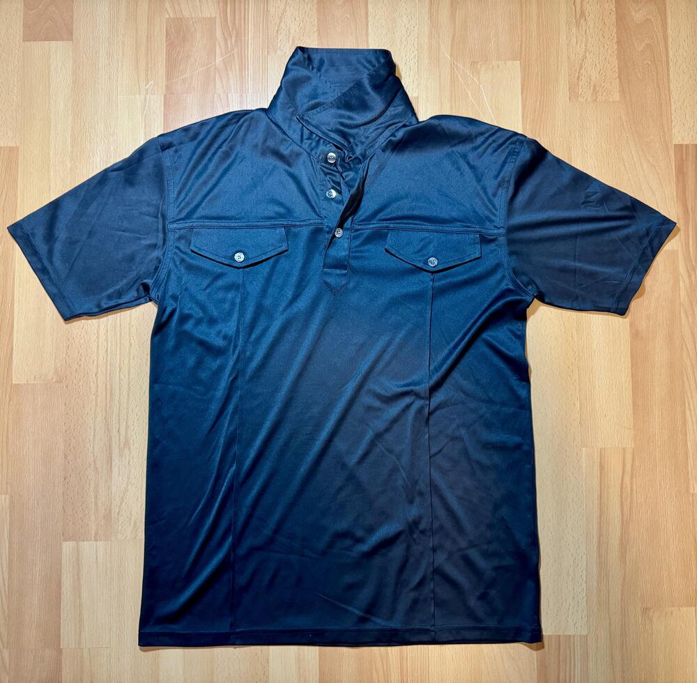 Kenneth Cole Shirt Mens Small Black Polo Short Sleeve Button Pockets Polyester